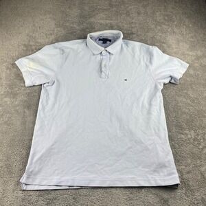 Tommy Hilfiger Polo Mens Large Light Blue Crew Neck Short Sleeves